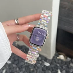 Pulseira Acrílica Transparente Para Relógio A-pple Ultra Band 49mm 38mm 40mm 41mm 42mm 44mm 45mm Laser Mulher iWatch Série 9 8 7 SE 6 5 4 3