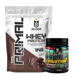Kit: Whey Protein Primal 1Kg 100% Importado + Pré-Treino Evolution - Soldiers Nutrition