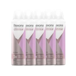 Kit Desodorante Antitranspirante Aerosol Rexona Clinical Classic 91g - 5 Unidades