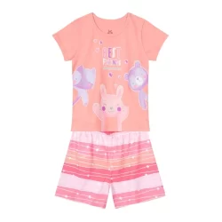 Pijama Menina Manga Curta Bichinhos Brilha no Escuro - Brandili