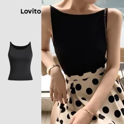 Lovito Regata Básica Lisa Elegante Para Mulheres L118ED344