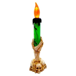 Castiçal de Halloween com Vela Led - Verde - 18x6cm - 1 unidade - Rizzo - Rizzo