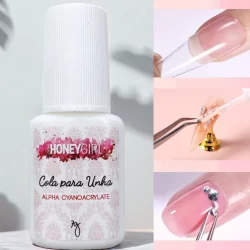 Cola Para Unha Tips Gel Acrigel Fibra Porcelana Honey Girl 7g