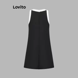 (Trendy) Lovito Vestido elegante e simples com blocos de cores para mulheres L108ED661