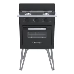 Fogão Portátil 2 Bocas Venax Gemini Vetrô Gas Glp Preto Fosco