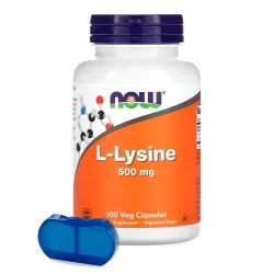 L-lisina 500mg Now Foods L-Lysine 100 Caps + Porta Cápsulas