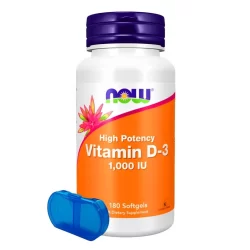 Vitamina D3 Now Foods 180 Softgels + Porta Cápsulas