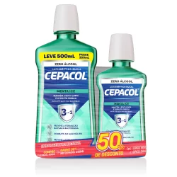Kit Antisséptico Bucal Cepacol Menta Ice 500ml + 250ml