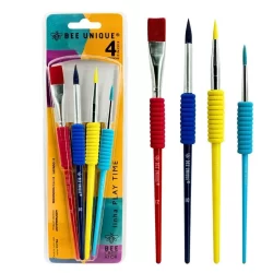 Kit Pincel Play Time Bee Unique com 4 Peças - Yj-190040