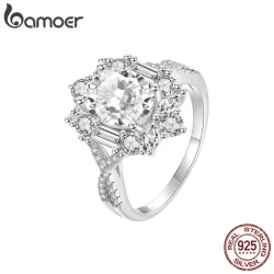 Bamoer 925 Sterling Sliver Ring 2CT Moissanite Fashion Jewelry Presentes Para Mulheres