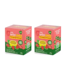 Kit 2 DPs de 20 sachês Chá Morango Maracujá Kids Leão