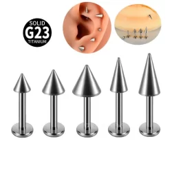 1 Peça G23 Titânio Rosca Interna Rebite Forma Lábio Labret Parafuso Prisioneiro Simples 16 Calibre Dimple Anel Orelha Helix Pinna Rook Piercing
