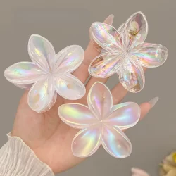Plumeria Laser Sereia Flor De Clip De Cabelo Barrettes Beach Hairpin Acessórios