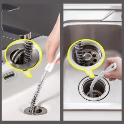 2 Escova Desentupidor de Ralo e Tubo Pia Vaso Esgoto 45cm Longa Flexível Reutilizável