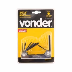 Jogo Chave Allen Canivete 1,5 A 6mm 1/6 A 1/4pol Vonder