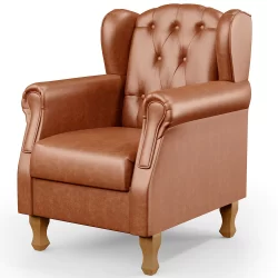Poltrona Decorativa Para Sala De Estar Yara P02 Couríssimo Camel - Lyam Decor