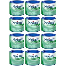 Kit com 12 Esparadrapo Impermeavel Branco Nexcare 25MM X 90CM