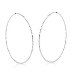 Brinco argola redonda fio torcido 50mm grande prata 925