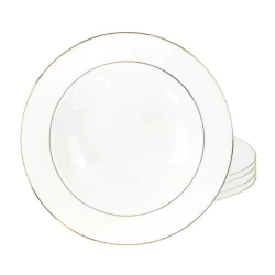Jogo De Pratos Fundo 20,5cm Porcelana Kit 4 Peças Luxo Borda Dourada Majesty Gold