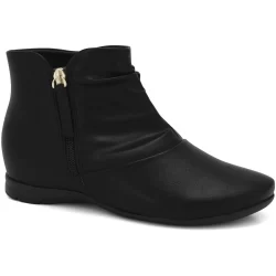 Bota Feminina Cano Curto Franzido Comfortflex Preta 2491302-1