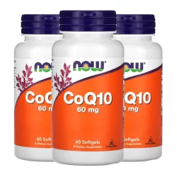 Kit 3x Coenzima CoQ10 60mg e Omega-3 Now Foods 60Soft Importado/Made in Usa
