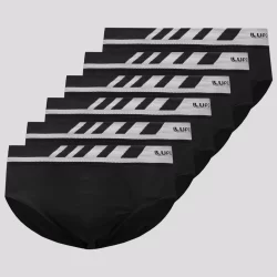 Kit 6 Cuecas Slip Lupo Microfibra Sem Costura Preta