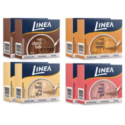 Kit 8 Pudins Linea Sabor Baunilha, Caramelo, Chocolate e Morango 25g