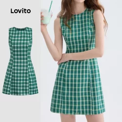 Lovito Vestido Casual Leve e Confortável de Primavera/verão Verde para Mulheres L139AD263