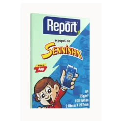 Papel Sulfite Report Seninha A4 Verde 75g com 100 Folhas