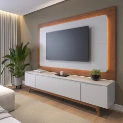 Painel para Tv até 75 Polegadas 180cm Oslo Off White/Canela