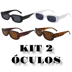 Kit Com 2 Óculos Adulto Retrô Vintage Retangular Uv400 Unissex Para Meninos E Meninas