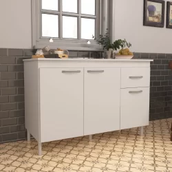 Balcão Indekes para Pia 120 cm - 3 Portas 1 Gaveta (Sem Tampo)