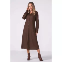 Vestido Midi Feminino Camisete Marialícia Marrom