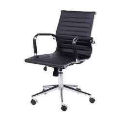 Cadeira De Escritorio Eames Esteirinha Baixa - Pu Preta