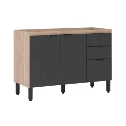 Balcão de Cozinha Firenze 3 Portas e 2 Gaveta s/ Tampo p/Pia 120cm Avena/Grafito - Demóbile
