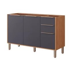 Balcão de Cozinha Divina 3 Portas e 2 Gavetas s/Tampo 120cm Freijo/Titanium - MGM