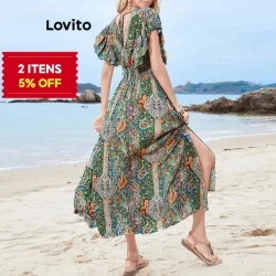 (Trendy) Lovito Vestido Casual Ditsy Floral Padrão Vestido Para Mulheres LNE70094