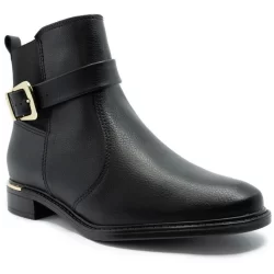 Bota Vizzano Fivela Cano Baixo Feminina - Preto
