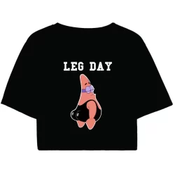 Cropped Preto blogueira Academia Patrick Leg Day/ treino de perna manga curta
