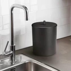 Lixeira de Cozinha Escritório Banheiro 5L Tampa Inox All Black
