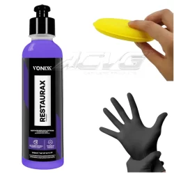 KIT Restaurax 240ml Vonixx Aplicador de espuma zacs e luvas Restaurador e Revitalizador de Plásticos Internos e Externos