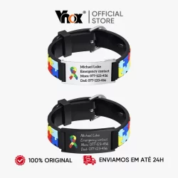 Pulseira Vnox Autism Color Puzzle Para Crianças E Adultos , Nome Personalizado , Telefone , Informações Médicas , Ajustá
