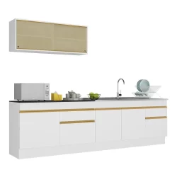 Armário de Cozinha Compacta 270cm com Rodapé Veneza Multimóveis V2112