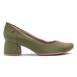 Scarpin Usaflex Feminino Couro Salto Bloco Furos Casual