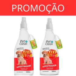 Kit com 2 Adestrador Xixi Stop + Xixi Aqui Pet Clean 500 mL para Cães e Gatos