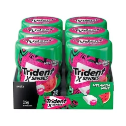 Chiclete Trident  XSenses Melancia Menta  sem Açúcar Garrafa 54g - Caixa com 6 Unidades