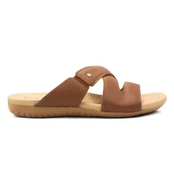 Tamanco Usaflex Feminino Slide Rasteiro Couro e Elástico Casual R1875