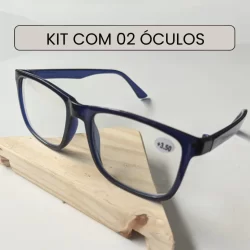 Kit com 2 Óculos de Grau para Leitura / Trabalho / Descanso Unissex - Cor Azul Escuro