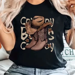 Camiseta T-shirt Unissex Algodão Cowboy Country Bota Chapéu