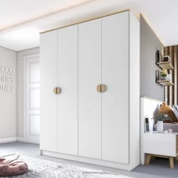 Guarda-Roupa Solteiro 100% Mdf Bp 4 Portas 2 Gavetas Asti Branco